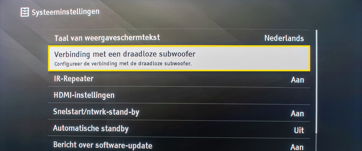 Sony verbinding met een draadloze subwoofer